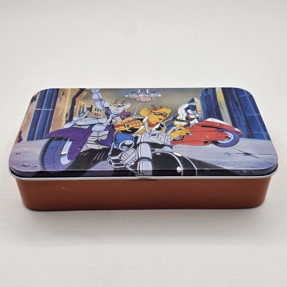 Vintage Biker Mice From Mars Tin Box Pencil Case School Organizer Blue Red 1993 - Picture 2 of 12